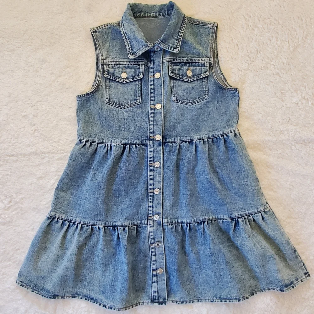 Blue Jean Dress. Size Large. - Picture 5 of 11